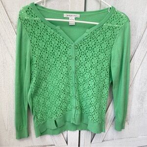 August Silk Lace Sweater Cardigan Womens Small